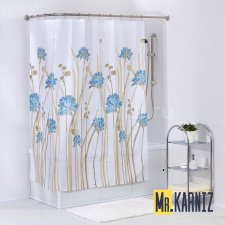 Штора для ванной Flowers Blue